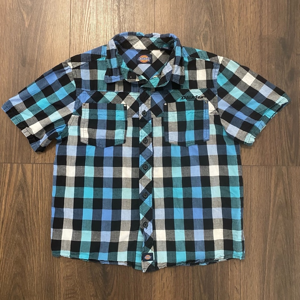 Boy’s Dickies Checkered Button Up Short Sleeve Shirt 8
